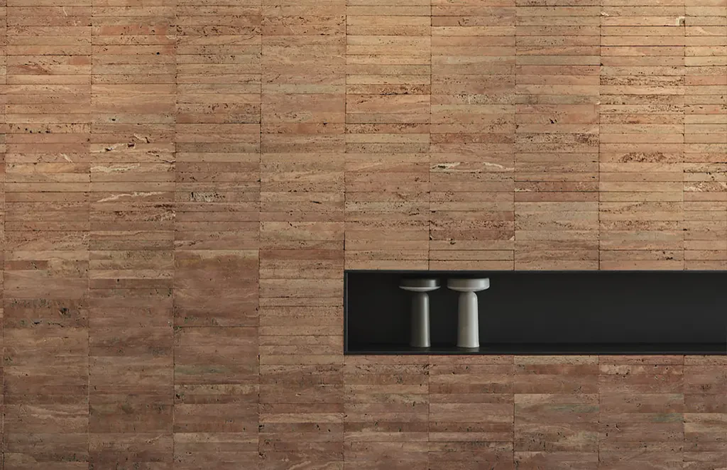 travertine stone wall niche