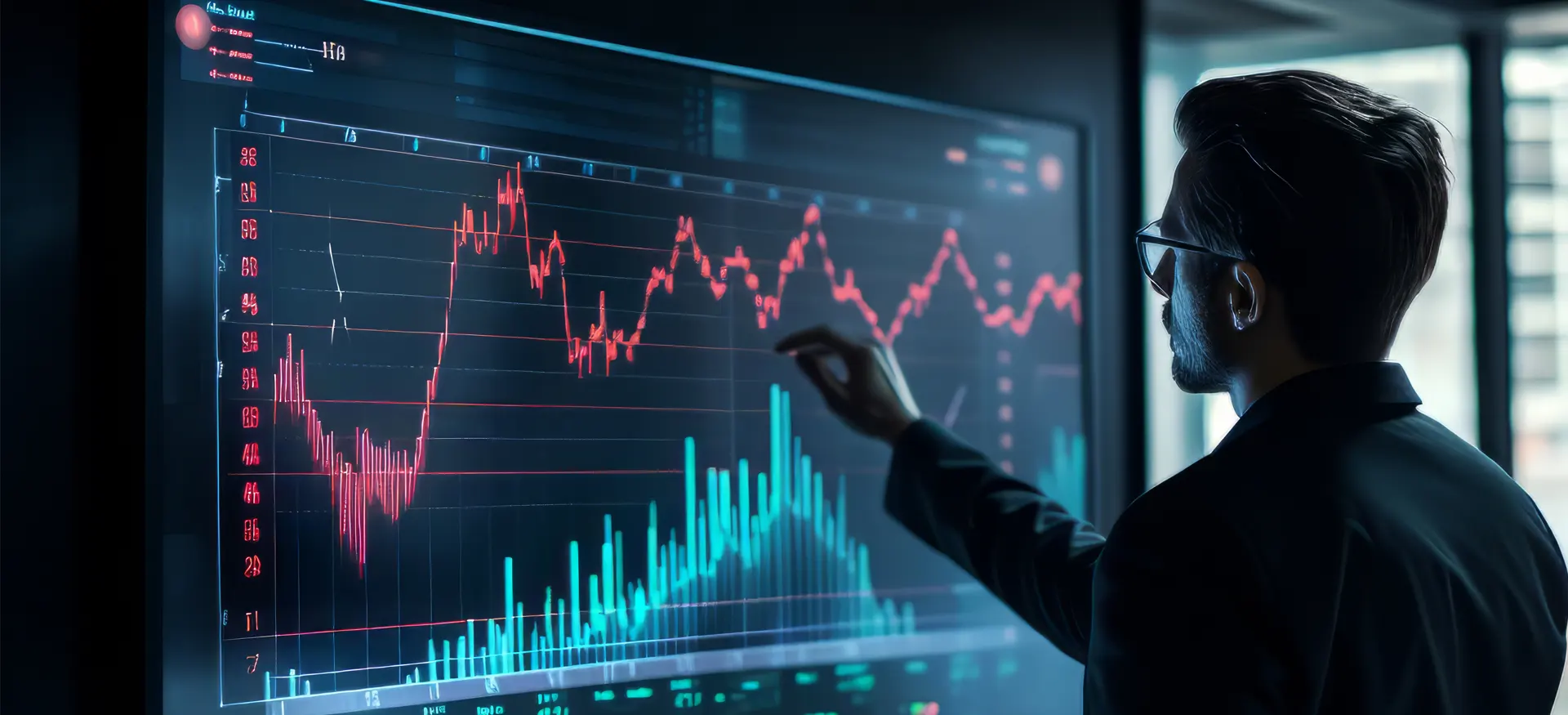 Trader analyzing market charts