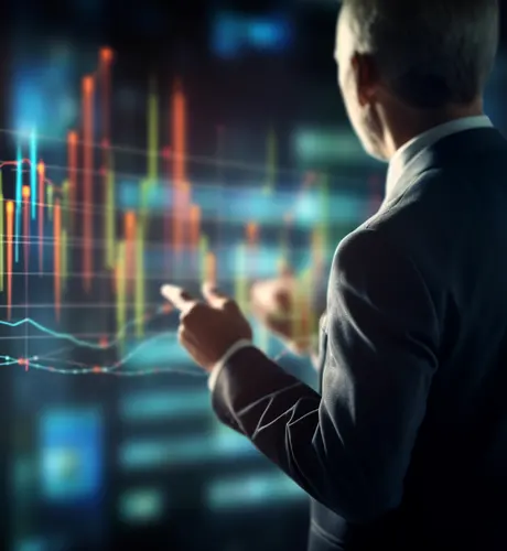 Businessman analyzing financial trading charts