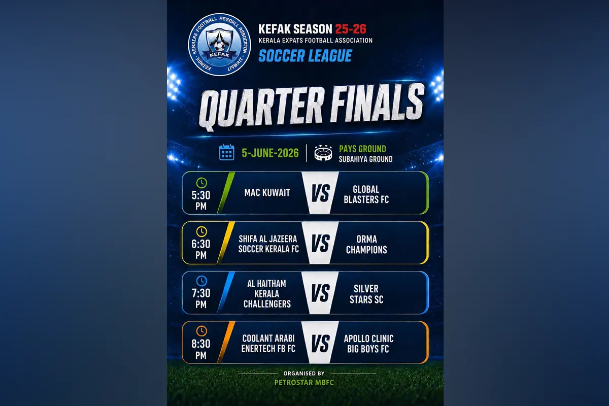 Kefak Season soccer league quarter finals poster